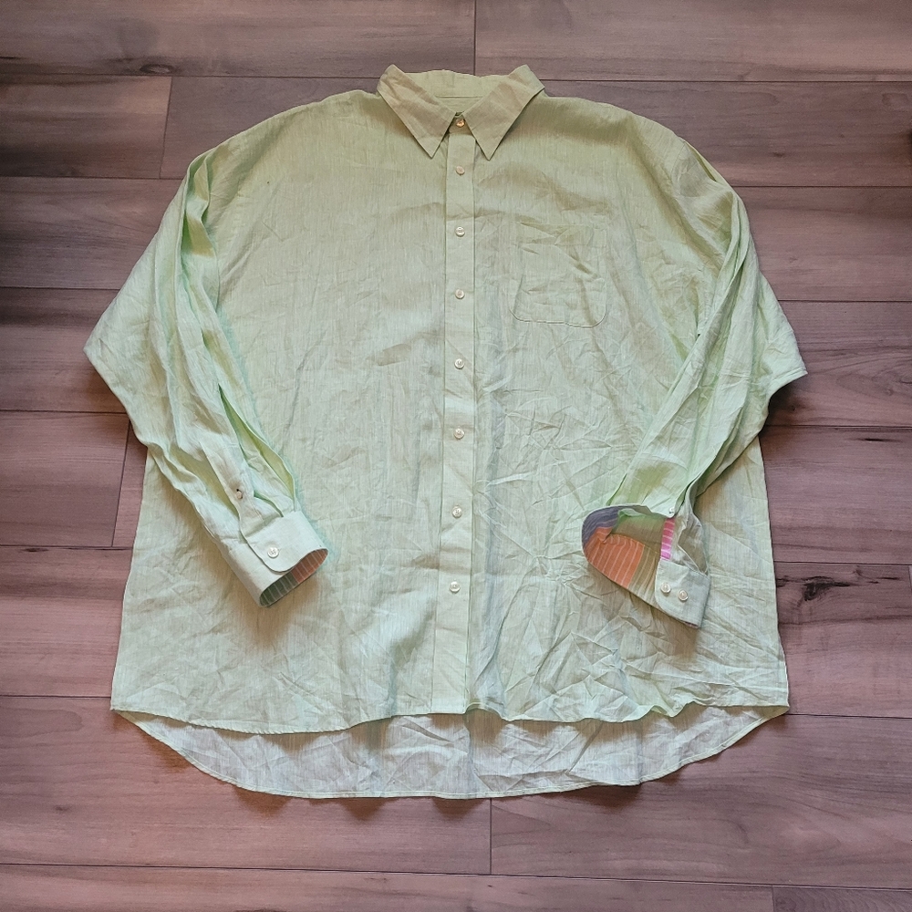 MINE Mens Linen Button Front Shirt